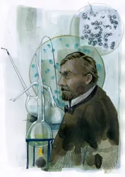 Portrait de Louis Pasteur (1822-1895) scientifique français. Illustration par Alessandro Lonati