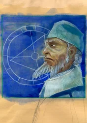 Portrait de Michel de Notre Dame (Nostradamus) astrologue anglais - Portrait de Nostradamus, Michel de Notre Dame (1503-1566) astrologue et médecin français