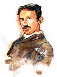 Portrait de Nikola Tesla inventeur et ingénieur américain d