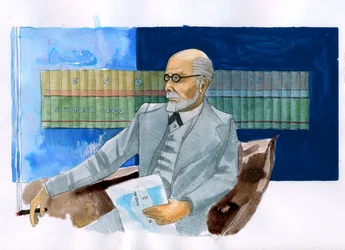 Portrait de Sigmund Freud (1856-1939), psychiatre autrichien - Illustration par Alessandro Lonati