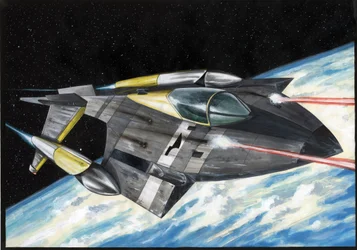 Illustration de science-fiction : vaisseau spatial avec la conquête de l