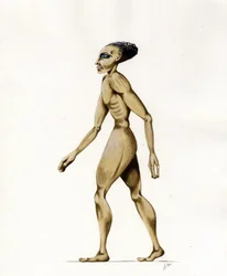Illustration de science-fiction : un extraterrestre de la planète Mars à la conquête de l