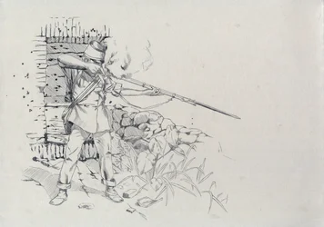 Second Empire (1852-1870) : fantassin tirant, soldat de l