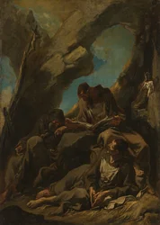 Trois moines camaldule en prière méditative