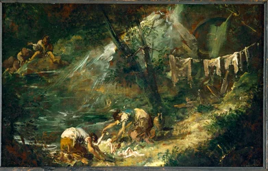 Les lavandières. (peinture sur toile)