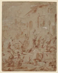 Adorateurs à un sanctuaire de rue, 1730-40