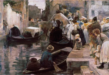 « Mariage à Venise ». Les jeunes mariés montent sur une gondole. 1897, Rome, Galleria Nazionale d