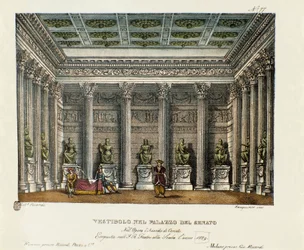 Le vestibule du Palais du Sénat (Acte I) Scénographie pour la représentation au Teatro alla Scala à Milan en 1829 de l