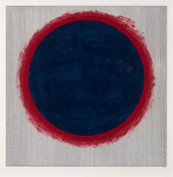 Cercle bleu sur rouge
