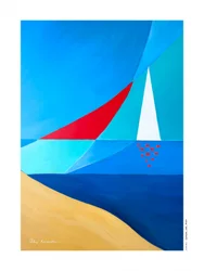 Voiliers géométriques sur la plage