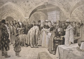 Bienvenue à la tsarine après les matines de Pâques