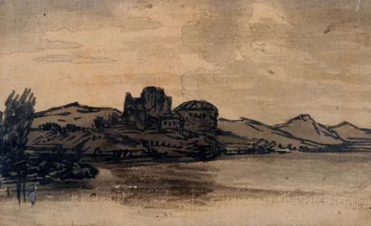 Paysage italien avec bâtiment à coupole