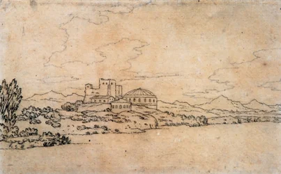 Paysage italien avec bâtiment à dôme