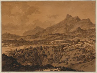 Paysage de montagne avec un creux