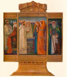 Triptyque en émaux peints: Scènes de la vie de Saint Patrick, 1903