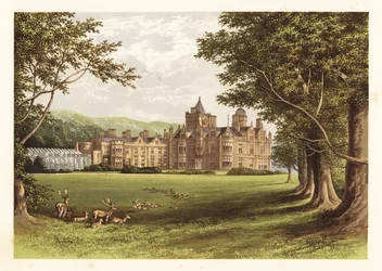 Holker Hall, Lancashire, Angleterre, 1880 (gravure)