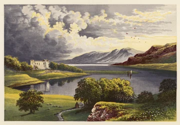 Paysage du Loch écossais : Loch Etive (litho en couleur)