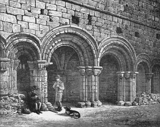Salle capitulaire, abbaye de Kirkstall, vers 1880