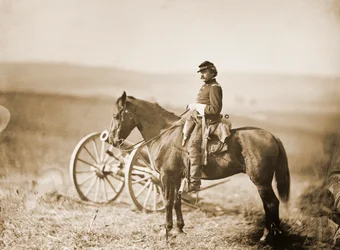 Aide-de-camp de la guerre civile américaine à cheval