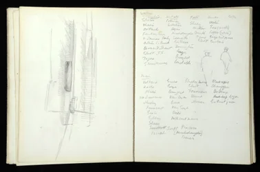 Carnet de croquis (85pp) contenant des aquarelles et des dessins relatifs au projet d