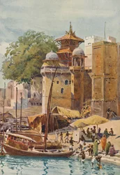 Les Ghats de bain, Bénarès, vers 1880-1905