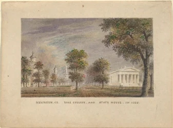 New Haven CT. Yale College et State House en 1830
