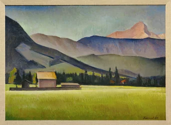 Daniel-peak dans les montagnes de Zugspitz, Bavière (peinture sur carton)