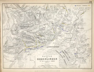 Carte de la bataille de Hohenlinden, publiée par William Blackwood and Sons, Édimbourg et Londres, 1848