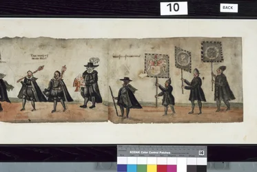 (détail) de La procession funéraire de Huntly, dit avoir été utilisé pour les obsèques de George 1er, marquis de Huntly