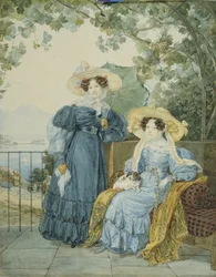 Portrait de la comtesse Yekaterina Artemyevna Vorontsova 1780-1836 et de la princesse Yelena Mikhaylovna Galitzine 1776-1856, 1825