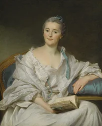 Portrait de Marie-Françoise Julie Constance Filleul, Marquise de Marigny avec un livre
