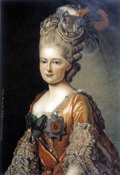 Portrait de la grande duchesse russe Marie Féodorovna réalisé en 1777 par le peintre suédois Alexander Roslin (1718 - 1793)