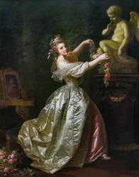Jeune Femme Décorant la Statue de l