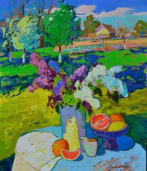 Nature morte au jardin printanier
