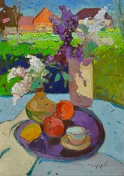 Nature morte dans un jardin haut en couleur