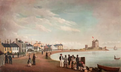 Beach Crescent et Broughty Castle, vers 1835