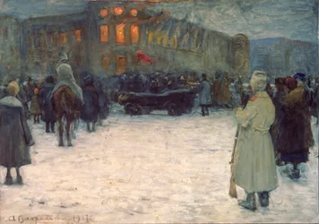 Un incendie au château lituanien, Révolution de février 1917, Saint Petersbourg