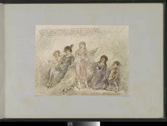 Paysage avec quatre filles et un garçon