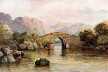Brickeen Bridge, Lower Lake, Killarney (lithographie couleur)