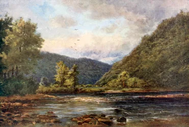 La rencontre des eaux, Woodenbridge (lithographie couleur)