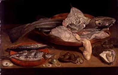 Nature morte avec poissons et huîtres