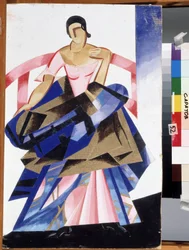 Costume de théâtre pour le personnage de Juliette dans la pièce "Roméo et Juliette" de William Shakespeare. Gouache d