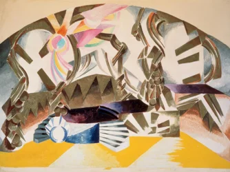 Conception de décor de scène pour la représentation à Moscou, Théâtre Kamerny, 17 mai 1921
