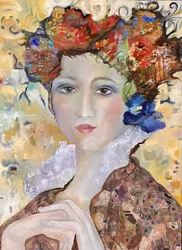 Dame aux fleurs sereine