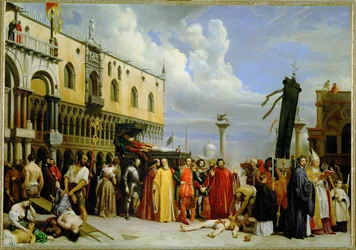 Honneurs funebres rendu a Titien, mort a Venise pendant la peste de 1576 - Funeral celebrations for Titian …