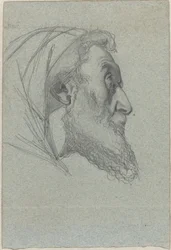 Homme barbu de profil (recto) / Femme regardant en haut (verso)