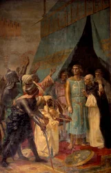 Septième croisade : le roi Louis IX (Saint Louis) (1214-1270) à Jérusalem. Peinture d