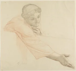 Femme atteignant un mur, étude pour La Vie de Saint Louis, Roi de France