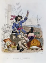 Morgan le Boucanier en 1668, de Histoire des Pirates par P. Christian, gravé par A. Catel, 1852