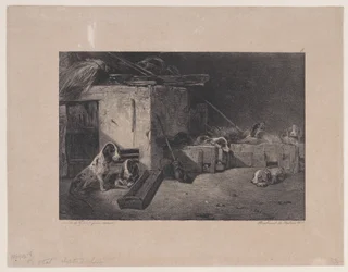 Intérieur du chenil, de la série Scènes de chasse, 1829